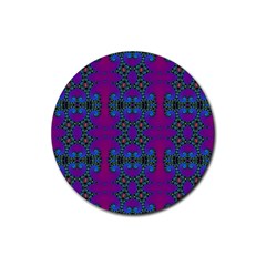 Purple Seamless Pattern Digital Computer Graphic Fractal Wallpaper Rubber Round Coaster (4 Pack)  by Simbadda