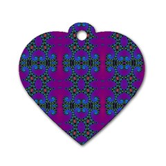 Purple Seamless Pattern Digital Computer Graphic Fractal Wallpaper Dog Tag Heart (two Sides) by Simbadda