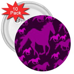 Pink Horses Horse Animals Pattern Colorful Colors 3  Buttons (10 Pack)  by Simbadda