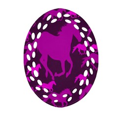 Pink Horses Horse Animals Pattern Colorful Colors Oval Filigree Ornament (two Sides) by Simbadda