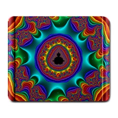 3d Glass Frame With Kaleidoscopic Color Fractal Imag Large Mousepads by Simbadda