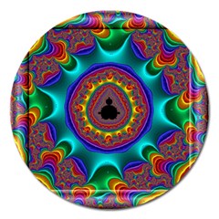 3d Glass Frame With Kaleidoscopic Color Fractal Imag Magnet 5  (round) by Simbadda