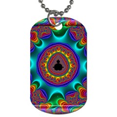 3d Glass Frame With Kaleidoscopic Color Fractal Imag Dog Tag (one Side) by Simbadda