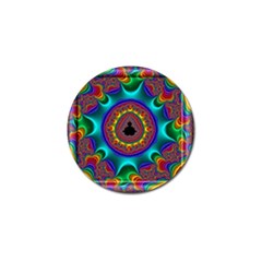 3d Glass Frame With Kaleidoscopic Color Fractal Imag Golf Ball Marker (4 Pack) by Simbadda