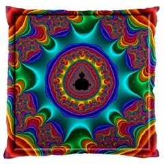 3d Glass Frame With Kaleidoscopic Color Fractal Imag Large Cushion Case (one Side) by Simbadda