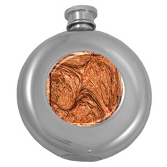 3d Glass Frame With Fractal Background Round Hip Flask (5 Oz)