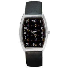 Abstract A Colorful Modern Illustration Black Background Barrel Style Metal Watch by Simbadda