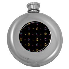 Abstract A Colorful Modern Illustration Black Background Round Hip Flask (5 Oz)