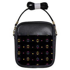 Abstract A Colorful Modern Illustration Black Background Girls Sling Bags by Simbadda