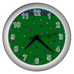 Green Abstract A Colorful Modern Illustration Wall Clocks (silver) 