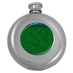 Green Abstract A Colorful Modern Illustration Round Hip Flask (5 Oz)