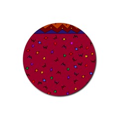 Red Abstract A Colorful Modern Illustration Rubber Round Coaster (4 Pack)  by Simbadda