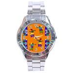 A Colorful Modern Illustration For Lovers Stainless Steel Analogue Watch Front