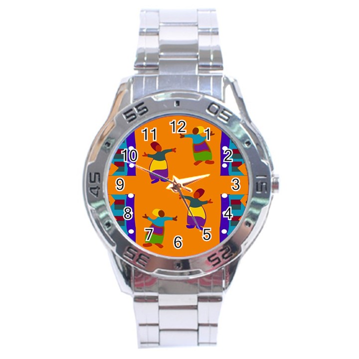 A Colorful Modern Illustration For Lovers Stainless Steel Analogue Watch