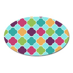 Colorful Quatrefoil Pattern Wallpaper Background Design Oval Magnet by Simbadda