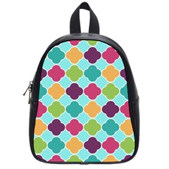 Colorful Quatrefoil Pattern Wallpaper Background Design School Bags (small) 