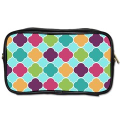 Colorful Quatrefoil Pattern Wallpaper Background Design Toiletries Bags 2-side by Simbadda