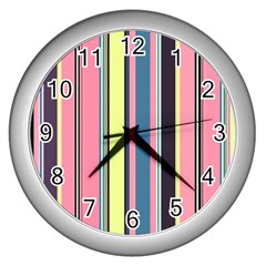 Seamless Colorful Stripes Pattern Background Wallpaper Wall Clocks (silver) 
