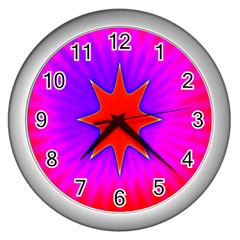 Pink Digital Computer Graphic Wall Clocks (silver) 