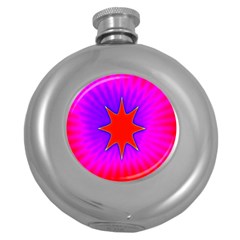 Pink Digital Computer Graphic Round Hip Flask (5 Oz)