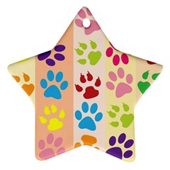 Colorful Animal Paw Prints Background Ornament (star) by Simbadda