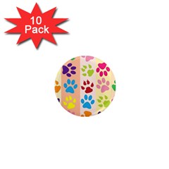 Colorful Animal Paw Prints Background 1  Mini Magnet (10 Pack)  by Simbadda