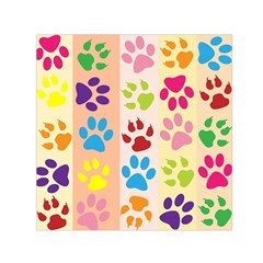 Colorful Animal Paw Prints Background Small Satin Scarf (square) by Simbadda