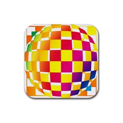 Squares Colored Background Rubber Coaster (square)  by Simbadda