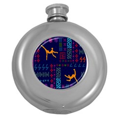 A Colorful Modern Illustration For Lovers Round Hip Flask (5 Oz)