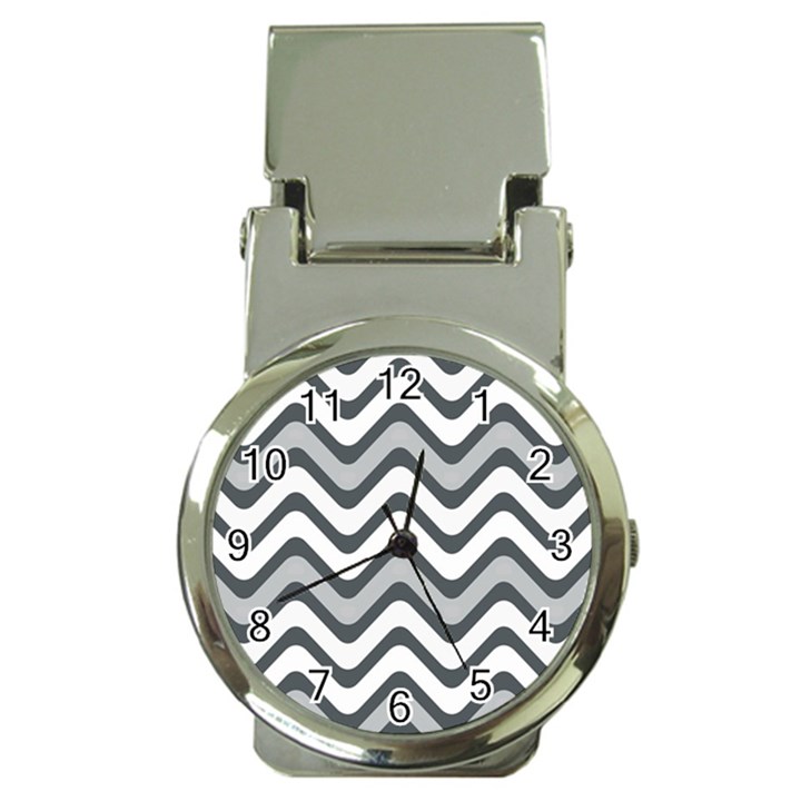 Shades Of Grey And White Wavy Lines Background Wallpaper Money Clip Watches