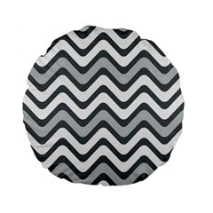 Shades Of Grey And White Wavy Lines Background Wallpaper Standard 15  Premium Flano Round Cushions by Simbadda