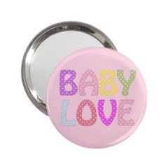 Pink Baby Love Text In Colorful Polka Dots 2 25  Handbag Mirrors by Simbadda