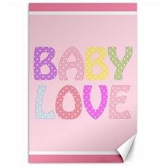 Pink Baby Love Text In Colorful Polka Dots Canvas 20  X 30   by Simbadda