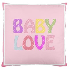 Pink Baby Love Text In Colorful Polka Dots Large Cushion Case (one Side) by Simbadda