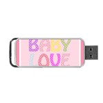 Pink Baby Love Text In Colorful Polka Dots Portable USB Flash (One Side) Front