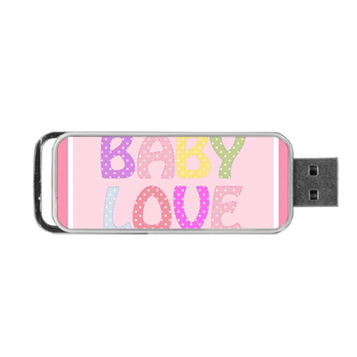 Pink Baby Love Text In Colorful Polka Dots Portable USB Flash (One Side)