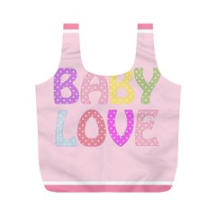 Pink Baby Love Text In Colorful Polka Dots Full Print Recycle Bags (m)  by Simbadda