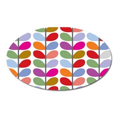 Colorful Bright Leaf Pattern Background Oval Magnet