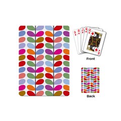 Colorful Bright Leaf Pattern Background Playing Cards (mini)  by Simbadda