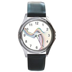 Abstract Ribbon Background Round Metal Watch