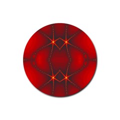 Impressive Red Fractal Rubber Round Coaster (4 Pack)  by Simbadda