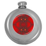 Impressive Red Fractal Round Hip Flask (5 oz) Front