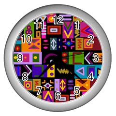 Abstract A Colorful Modern Illustration Wall Clocks (silver) 