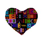Abstract A Colorful Modern Illustration Standard 16  Premium Flano Heart Shape Cushions Front