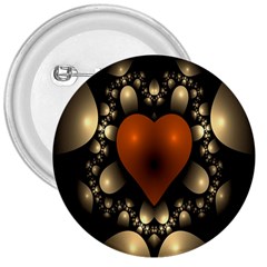 Fractal Of A Red Heart Surrounded By Beige Ball 3  Buttons