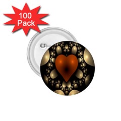 Fractal Of A Red Heart Surrounded By Beige Ball 1 75  Buttons (100 Pack)  by Simbadda