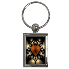 Fractal Of A Red Heart Surrounded By Beige Ball Key Chains (rectangle)  by Simbadda