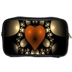 Fractal Of A Red Heart Surrounded By Beige Ball Toiletries Bags 2-side by Simbadda