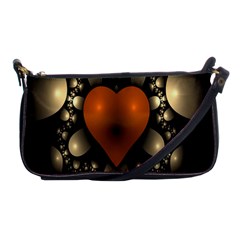 Fractal Of A Red Heart Surrounded By Beige Ball Shoulder Clutch Bags