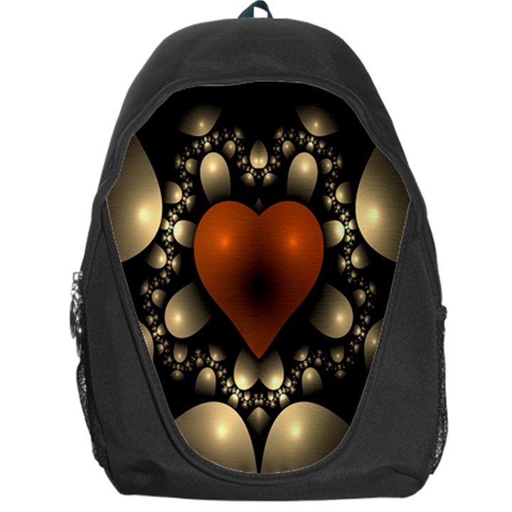 Fractal Of A Red Heart Surrounded By Beige Ball Backpack Bag